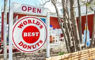 World's Best Donuts shop sign.