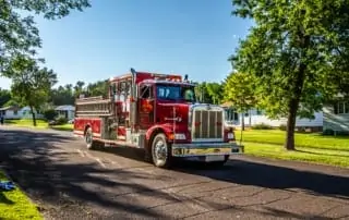 Firetruck on parade route.