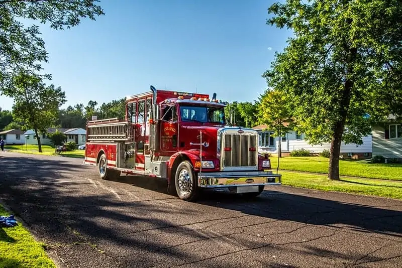Firetruck on parade route.