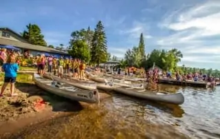 Canoes on beach.