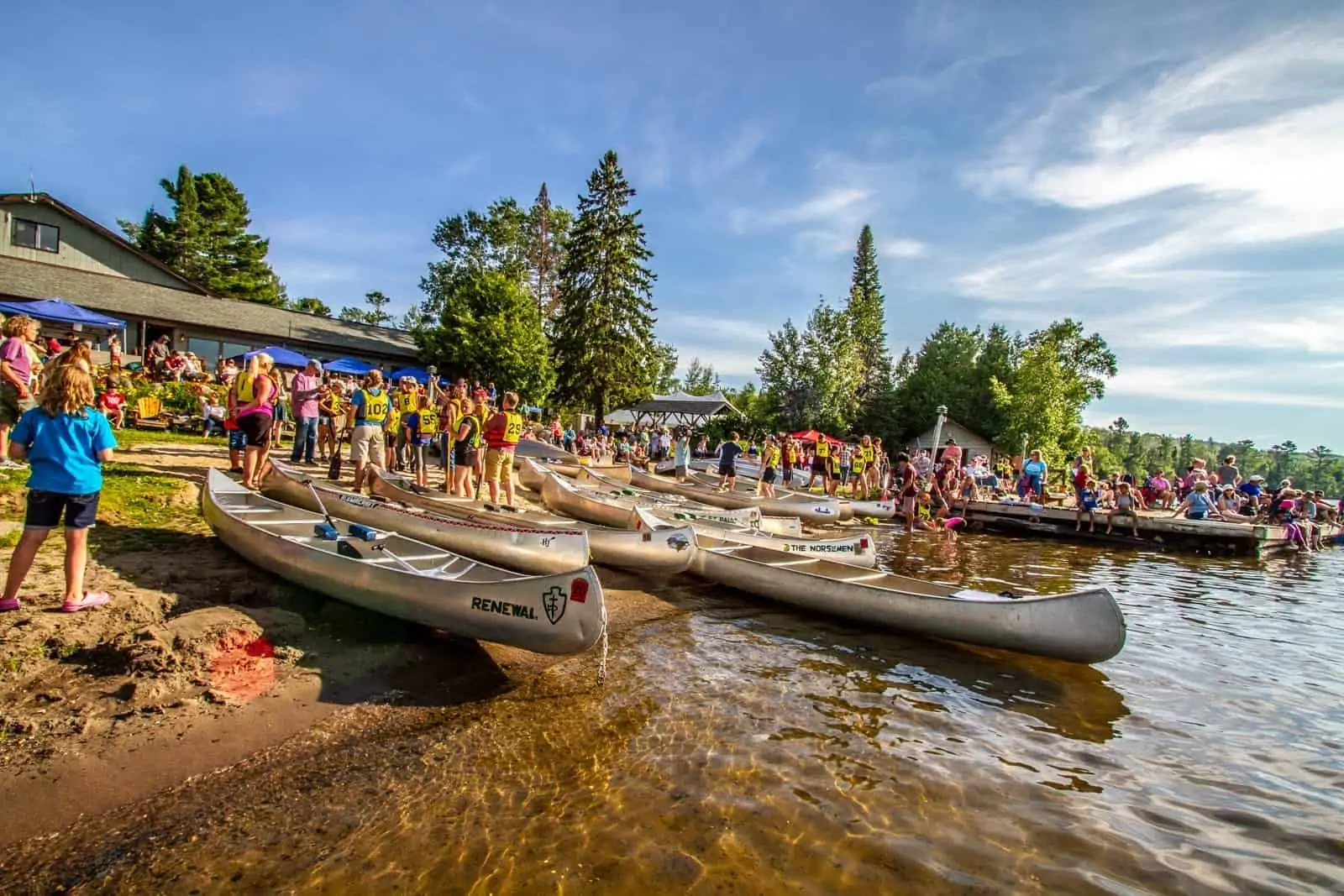 Canoes on beach.