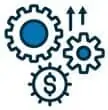 Gears and dollars icon.