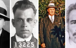 Four Photos: Al Capone, John Dillinger, Tommy Banks, William Kirkpatrick.
