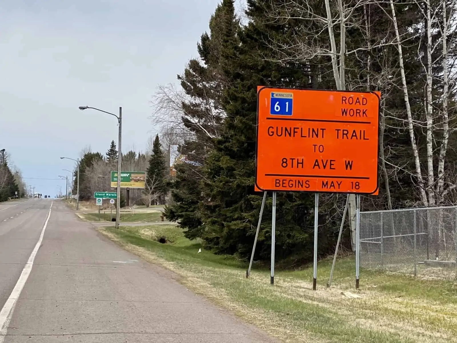 Highway 61 Road Construction Sign.